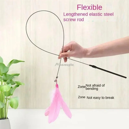 Feather Teaser Stick Wand Pet Toy