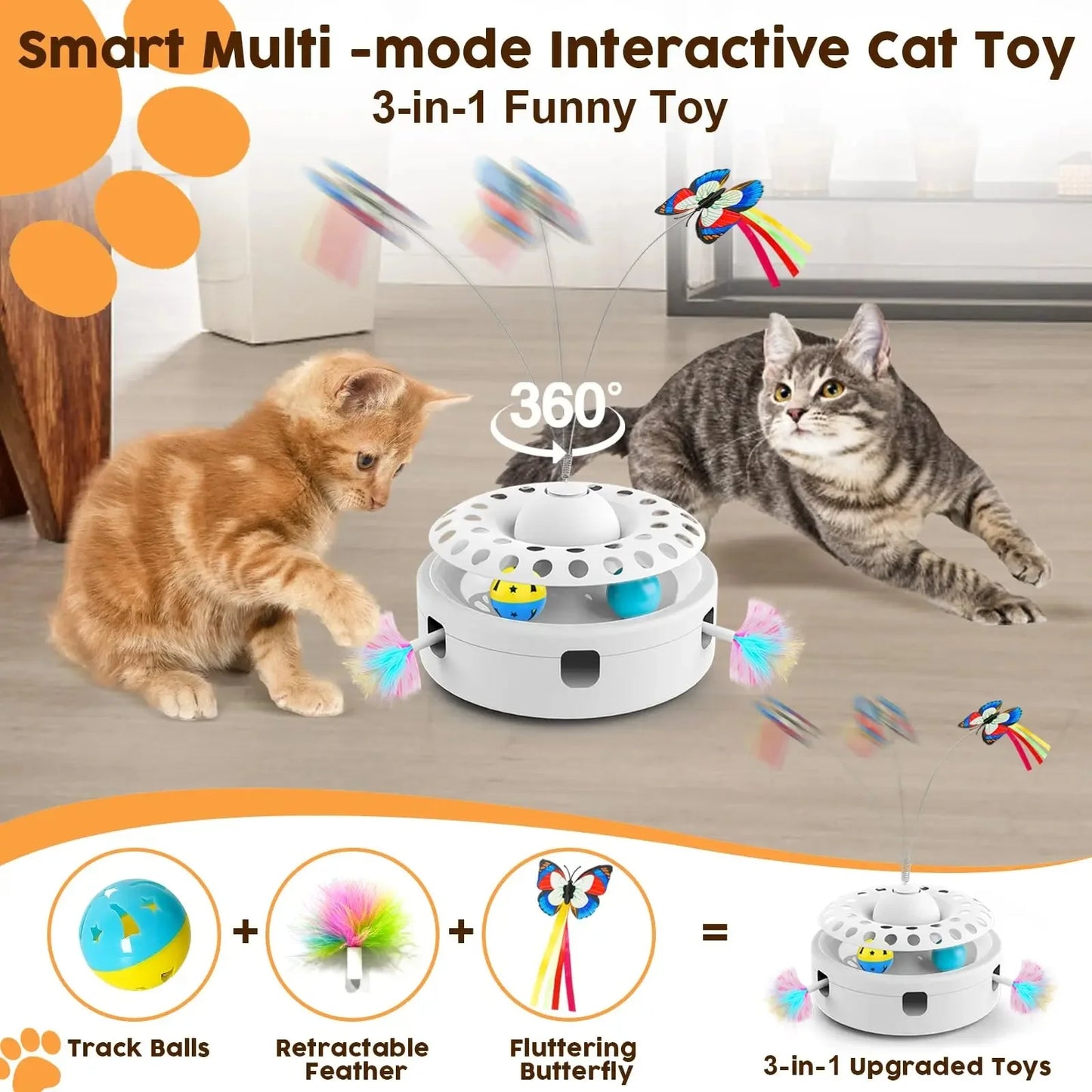 3 in 1 Electric Butterfly Cat Toy