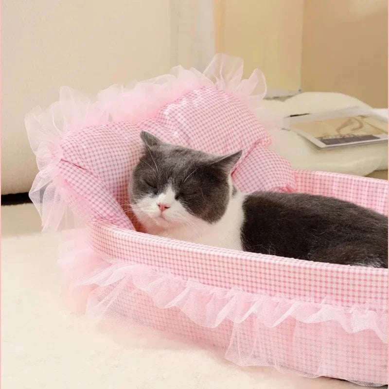 Cute Princess Cat Dog Bed with Pillow