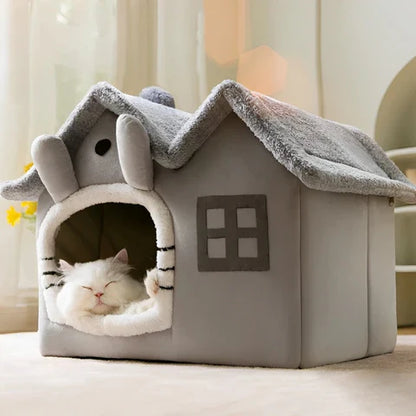 Foldable Cat Warm Cave Bed